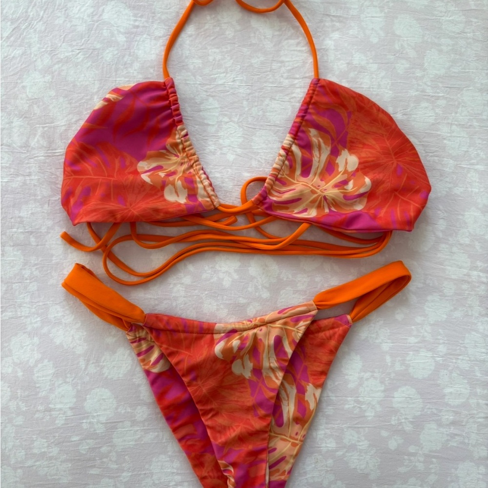 White Rose Swim Orange and Pink Tropical Bikini